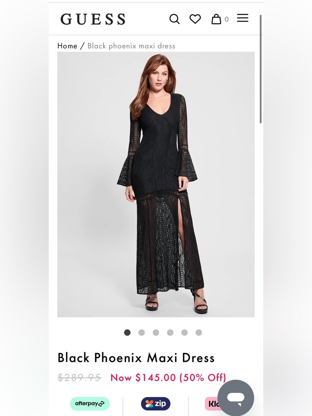 GUESS Black Lace Maxi Dress with Side Slit